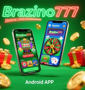 Imagen promocional de Brazino777 app download con interfaz de juegos